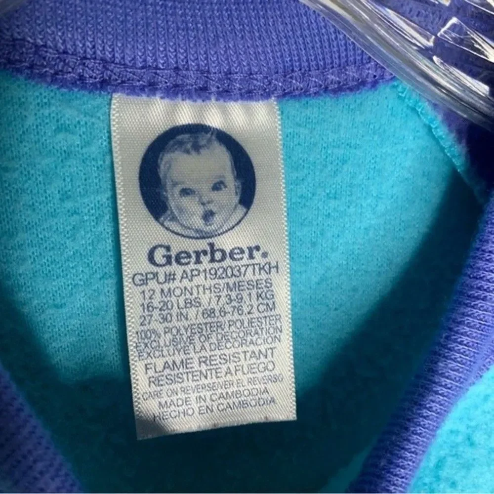 5/$15 Gerber Purple Blue Cupcake‎ Embroidered Full Zip Footed One Piece Pajamas